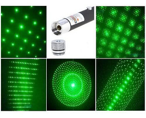 Зеленая лазерная указка с 5 различными насадками