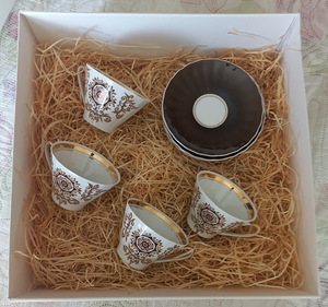 Винтаж: 4 кофейные кружки с блюдцами "Вита", Фарфор, Рижский