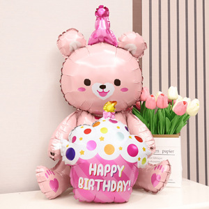 Happy Birthday Большой Воздушный Шар Розовый Медведь