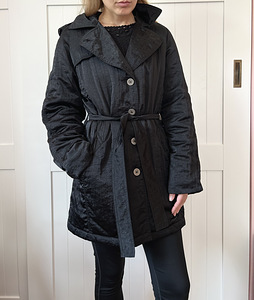 Master Coat черное пальто с капюшоном, S/M