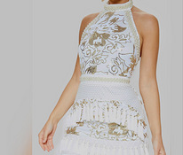 Valge kuldsete litritega pidulik sädelev kleit, XL