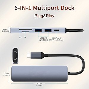 USB C hub Macbook, HDMI, SD kaart, 3x USB