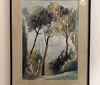 Картина "Тосканский пейзаж", краски акварель/гуашь