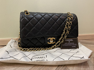 Authentic Chanel 2.55 Medium Double Flap Bag Black Caviar