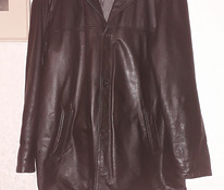 Мужская кожаная куртка, размер 56, черная