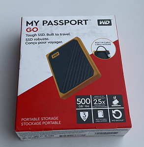 WD My Passport Go 500GB/1TB SSD, USB 3.0 Blue/Yellow