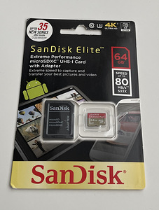 SanDisk Elite Extreme Plus microSDXC 64GB 80MB/s +SD Adapter
