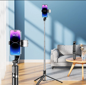 Portable selfie foldable wireless tripod stick 170cm + light