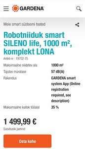 Robotniiduk Garden smart SILENO life, 1000 m², komplekt LONA (4 foto / 4)