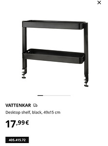 Ikea VATTENKAR Desktop shelf, black, 49x15 cm (4 foto / 4)