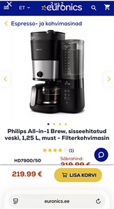 Philips All-in-1 Brew, sisseehitatud veski, 1,25 L (2 foto / 2)