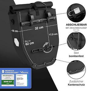 Valkental black 28L veekindel rattakott, Saksamaa (7 foto / 10)