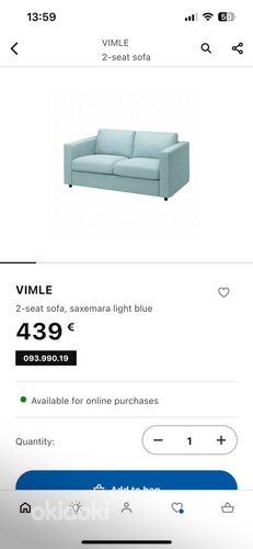 Ikea diivan (peaaegu uus) (foto #5)