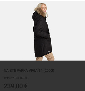Huppa Vivian talveparka musta värvi XXL (46-50) NATURAALSE K (3 foto / 9)