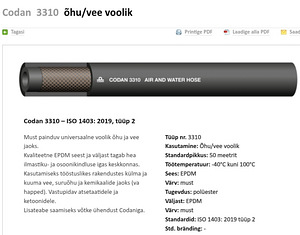 Voolik õhu/vee Codan 3310 EPDM 10bar (3 foto / 4)
