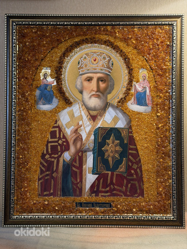 "Püha Nikolaus Imetegija" merevaigust ikoon