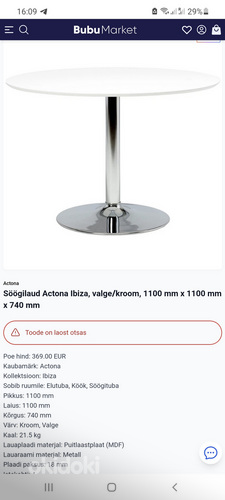 Обеденный стол Actona Ibiza, белый/хром, 1100 мм x 1100 мм x (фото #5)