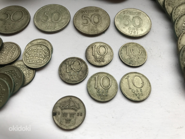 Различные шведские серебряные монеты (фото #8)