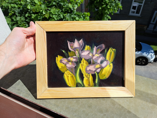 "Tulpid ja iirisid " Maal ~27x18 cm
