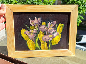 "Tulpid ja iirisid " Maal ~27x18 cm (4 foto / 5)