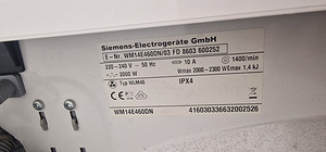 Pesumasin ja kuivati Siemens (6 foto / 7)