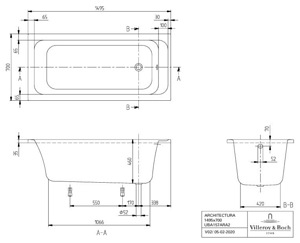 Vann Villeroy & Boch Omnia Architectura 150 x 70cm valge UUS (2 foto / 3)