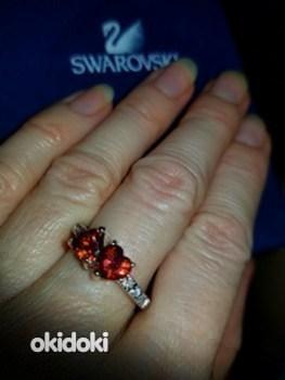 Кольцо с кристаллами Сваровски Swarovski, сердечки, позолота (фото #2)