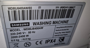 Pesumasin kuivatiga Samsung WD80J6400AW 8kg ja 6kg (4 foto / 6)