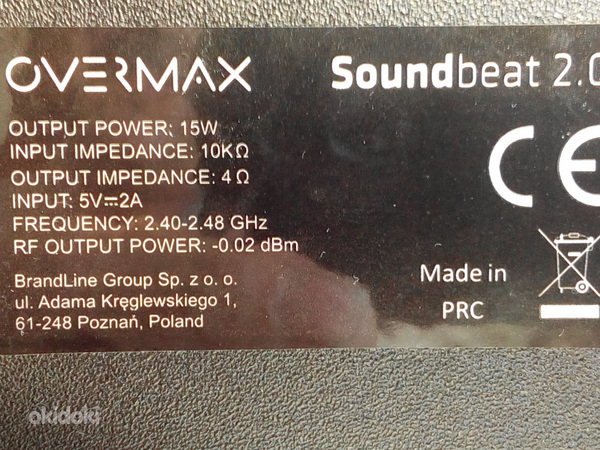 Prodaetsa besprovodnii dinamik Overmax Sound Beat 2.0 (foto #3)