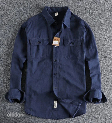 Рубашка из хлопка 100%. синего цвета (фото #1)