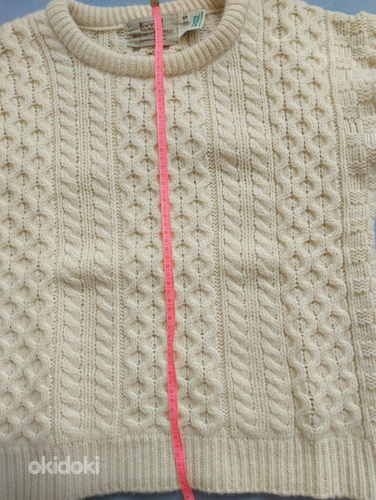 Белый шерстяной свитер с узорами. Арановский свитер. (фото #4)