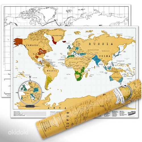 Scratch map of the world Size A4