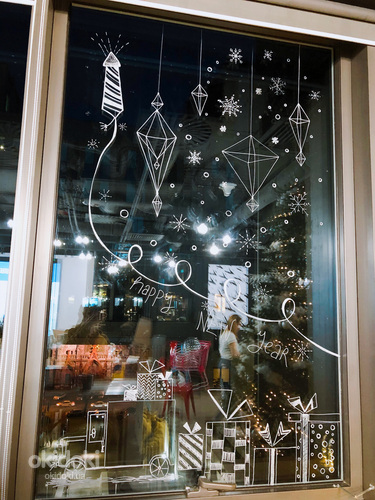 Розпис вітрин, розпис вікон, зеркал новорічний (фото #1)