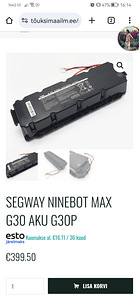 Segway g30 max heas korras akumoodul 36v 12A (2 foto / 6)