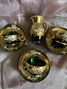 Böömimaa Tšehhi kunstklaasist teekomplekt (4 foto / 5)