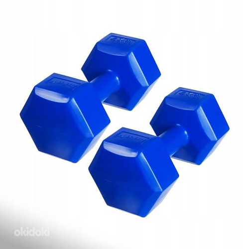 Гантели 2х4кг пластик+бетон, синие (фото #2)