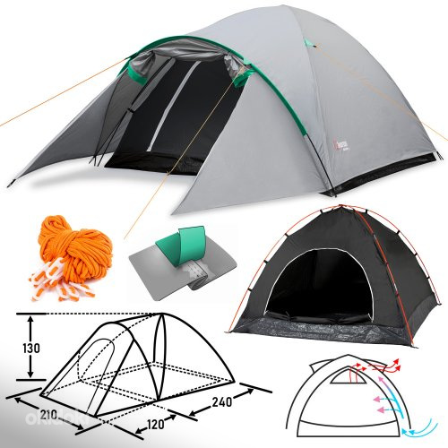 палатка Malwa 4-х местная, зеленый/оранжевый (фото #3)
