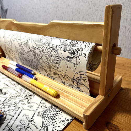 Деревянный держатель для рулона бумаги для рисования. (фото #4)