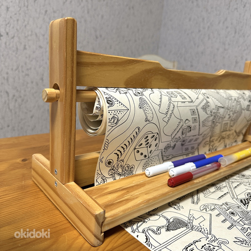Деревянный держатель для рулона бумаги для рисования. (фото #6)