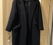 Женское чёрное пальто Zara Manteco, б/у, в хорошем качестве