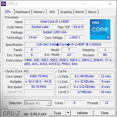 INTEL Core i5-11400F 2.6GHz LGA1200 (foto #2)