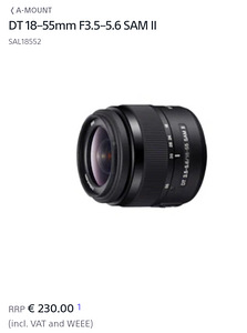 Sony lens 18–55mm F3.5–5.6 SAM II