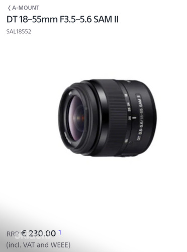 Sony lens 18–55mm F3.5–5.6 SAM II