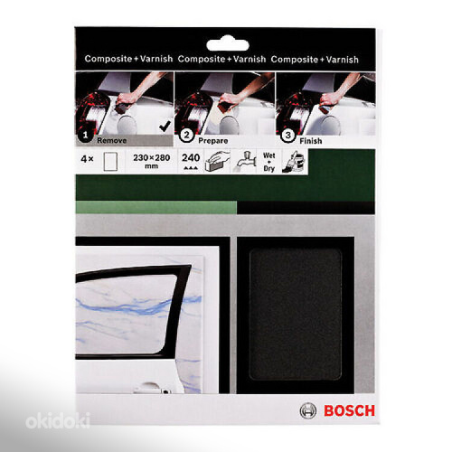 Bosch lihvimislehed P240, 230×280 mm, 4 tk (foto #1)