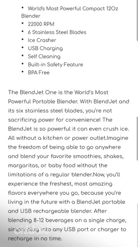 Blendjet One оригинальный портативный блендер, белый (фото #4)