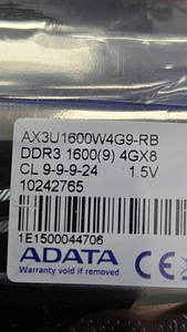 Müüa ADATA XPG 4GBx1 DDR3 1600MHZ CL9 1.5V mälu (1x4Gb) (2 foto / 2)