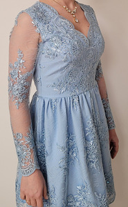 Красивое праздничное выпускное платье с кружевом, 38 размер