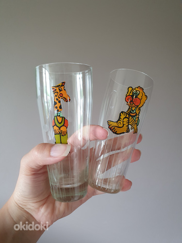 Retro joogiklaasid loomapiltidega