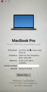 Macbook Pro 8GB/512GB/i5 (13-inch) (2 foto / 2)