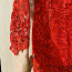 Эффектное ярко-красное роскошное кружевное мини-платье (фото #2)
